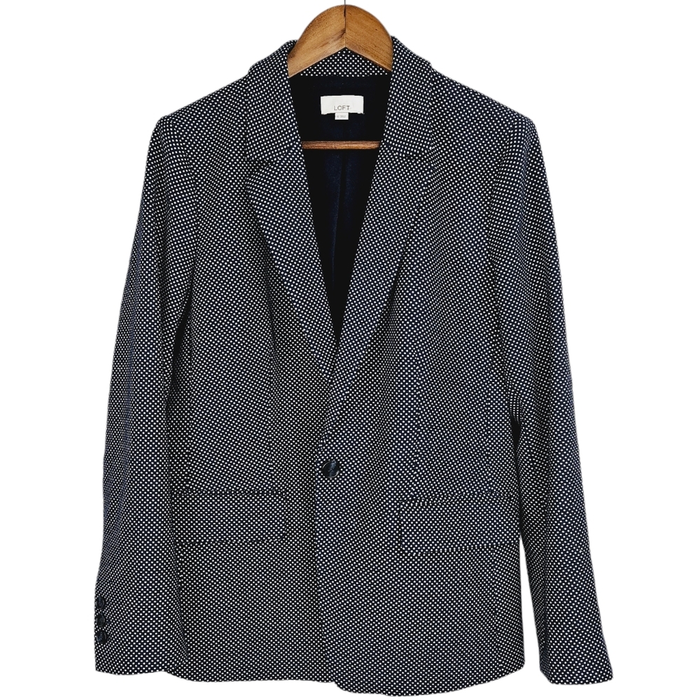 Loft Blue and white polka-dot blazer size 12
